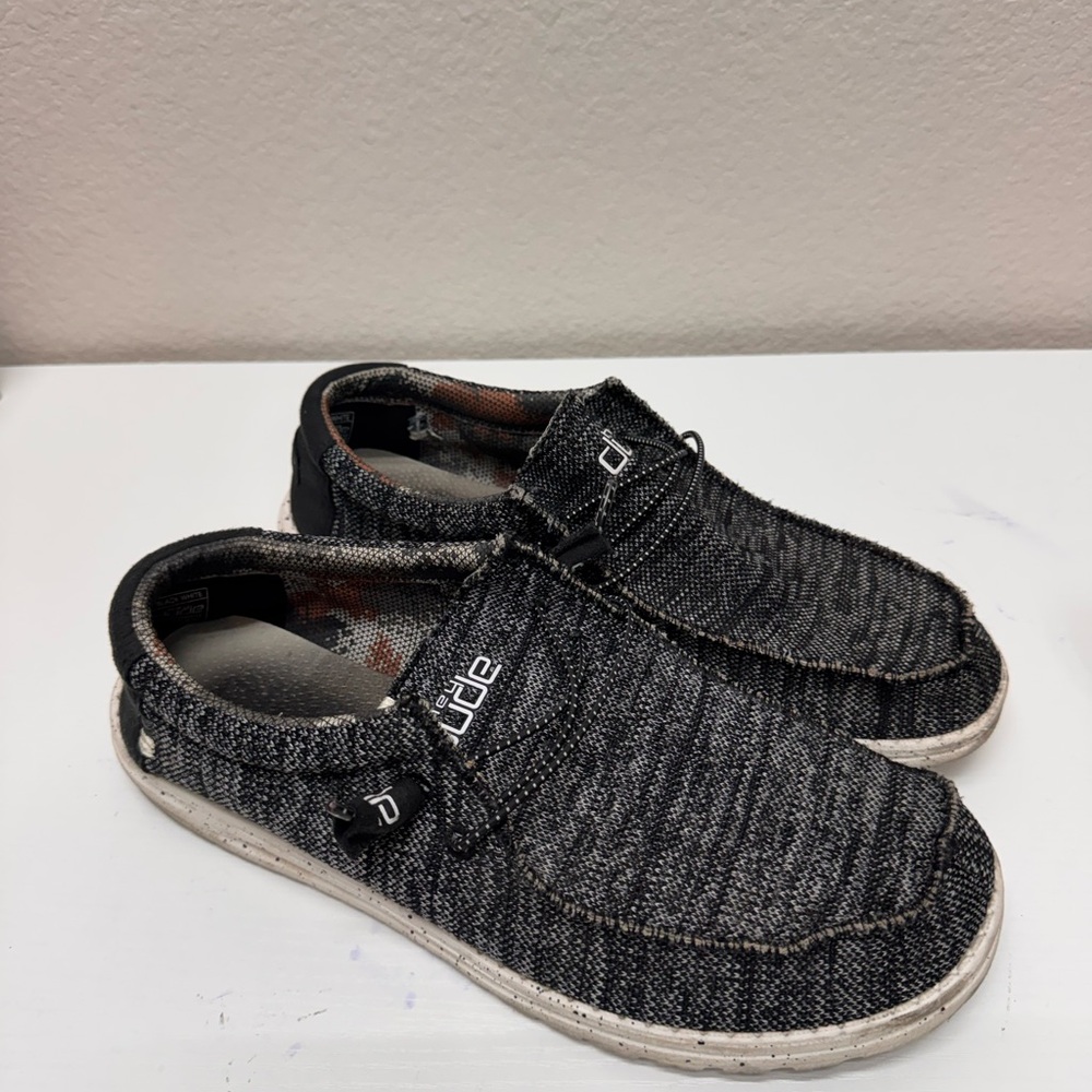 Hey Dude Slip-On Loafers in Black Heather Knit men’s 11